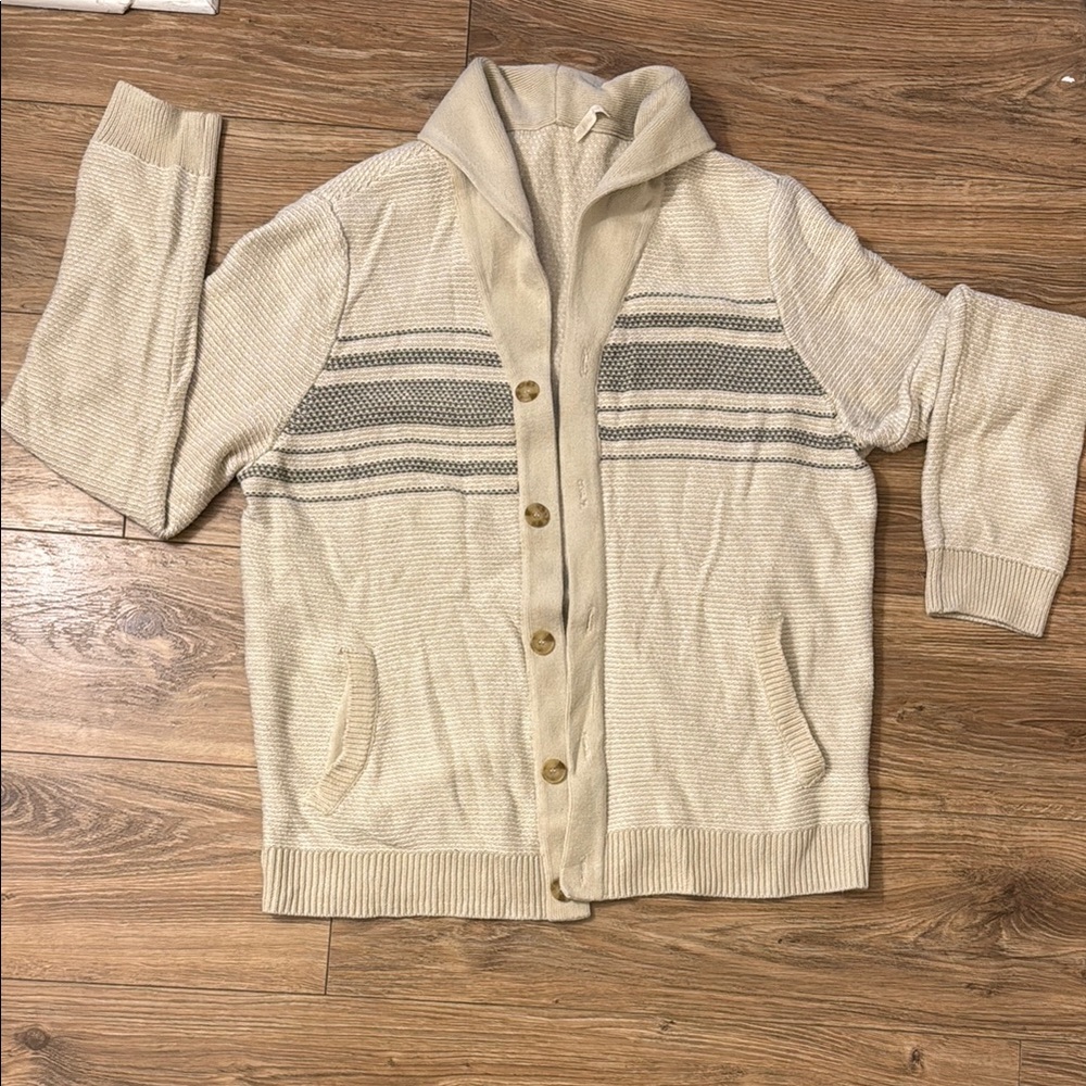 Men's Cream Button-Up Sweater